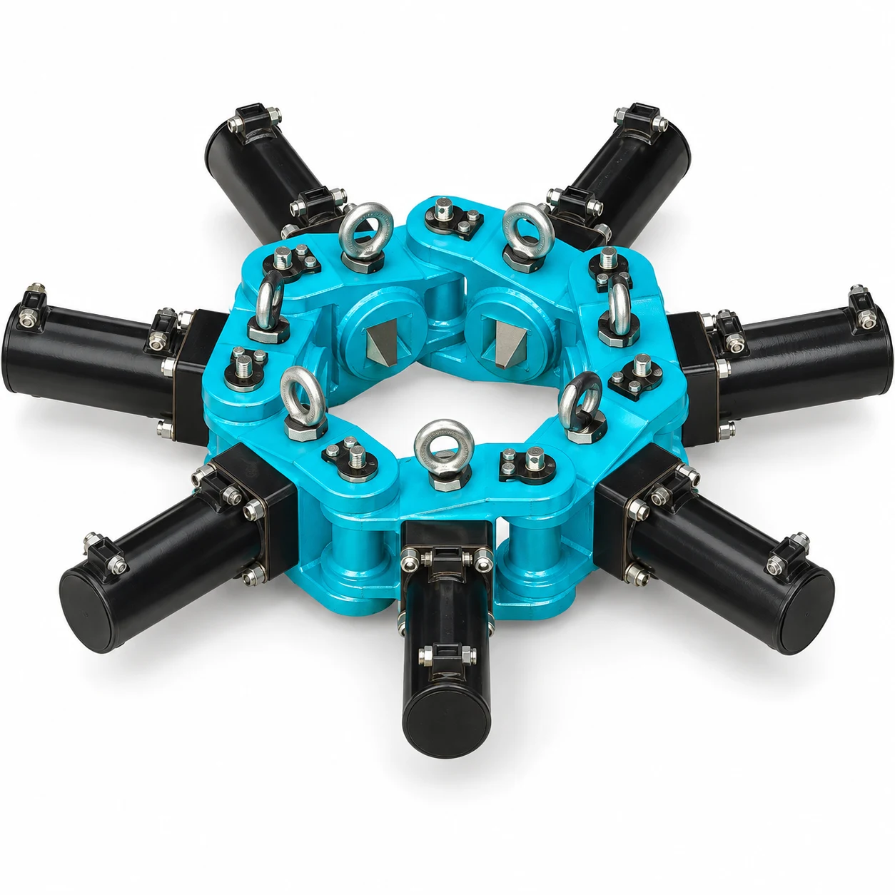 Cyan modular CFA pile cropper product visualisation on white